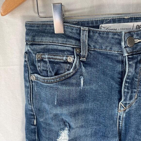 Lovers + Friends Ricky Super Distressed Mid Rise Skinny Jeans In Axis Sz 25 - Picture 6 of 16